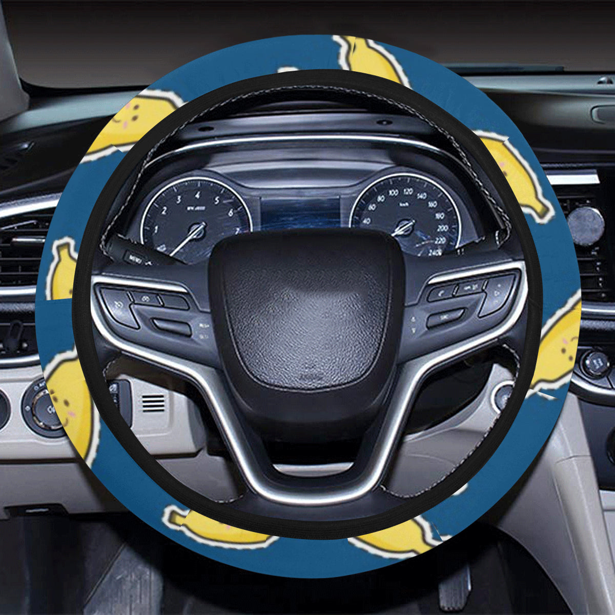 Banana Pattern Print Design BA03 Steering Wheel Cover with Elastic Edge