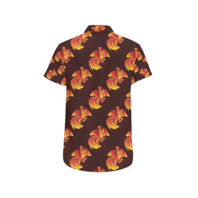 Rooster Pattern Print Design A04 Men's Short Sleeve Button Up Shirt