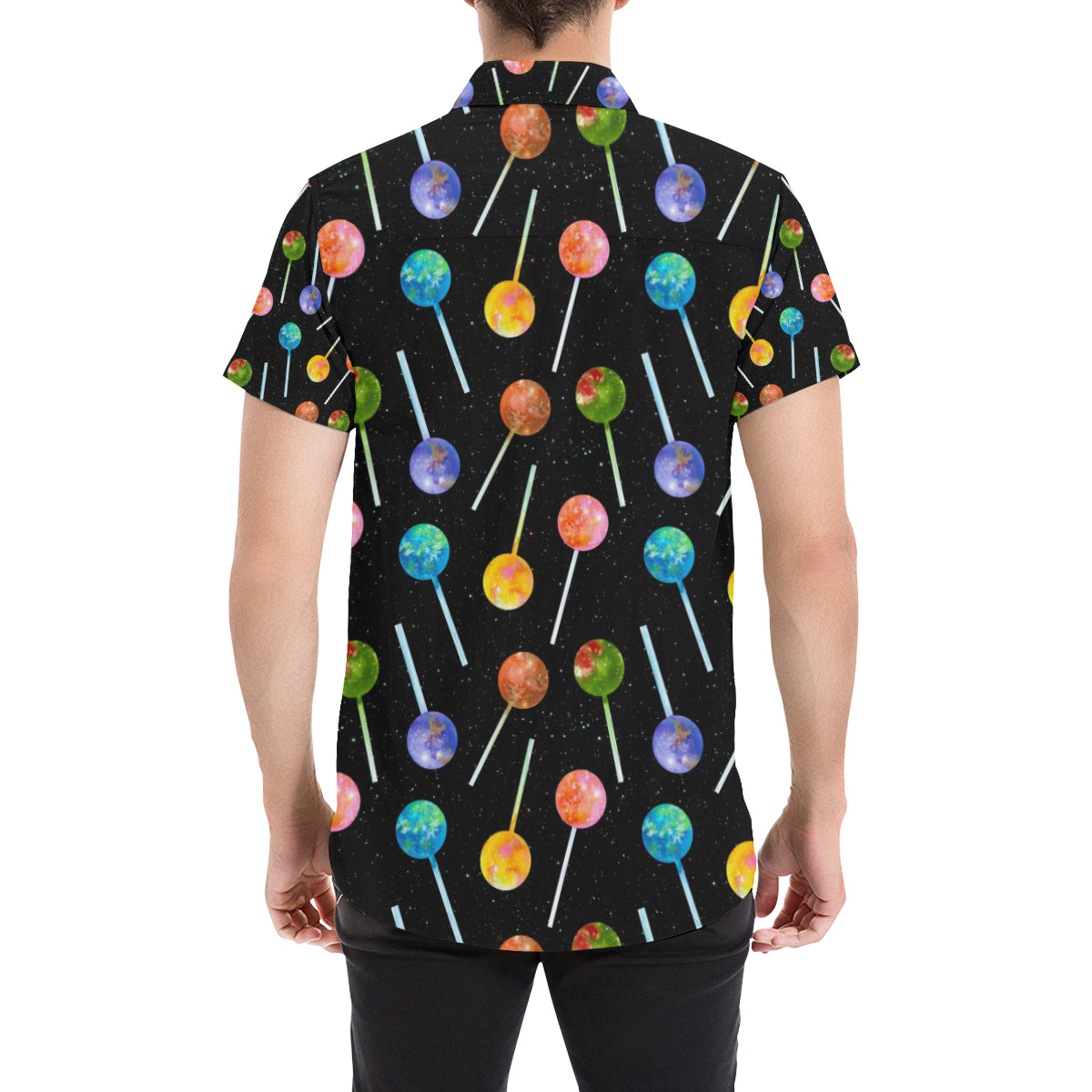 Lollipop Pattern Print Design LL04 Men's Short Sleeve Button Up Shirt