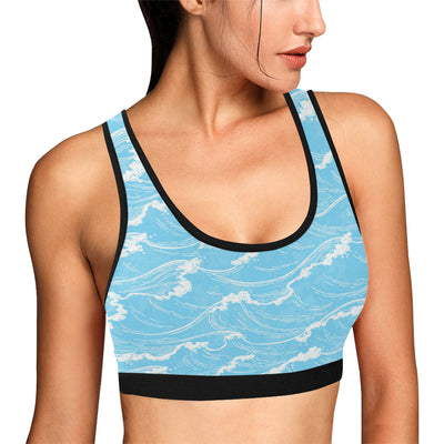 Ocean Wave Pattern Print Design A01 Sports Bra