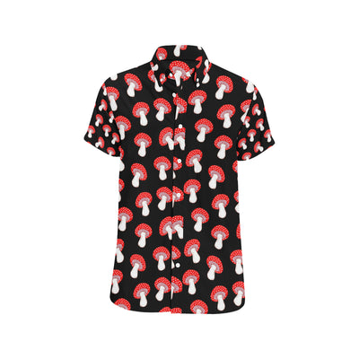 Mushroom Pattern Print Design A02 Men's Short Sleeve Button Up Shirt