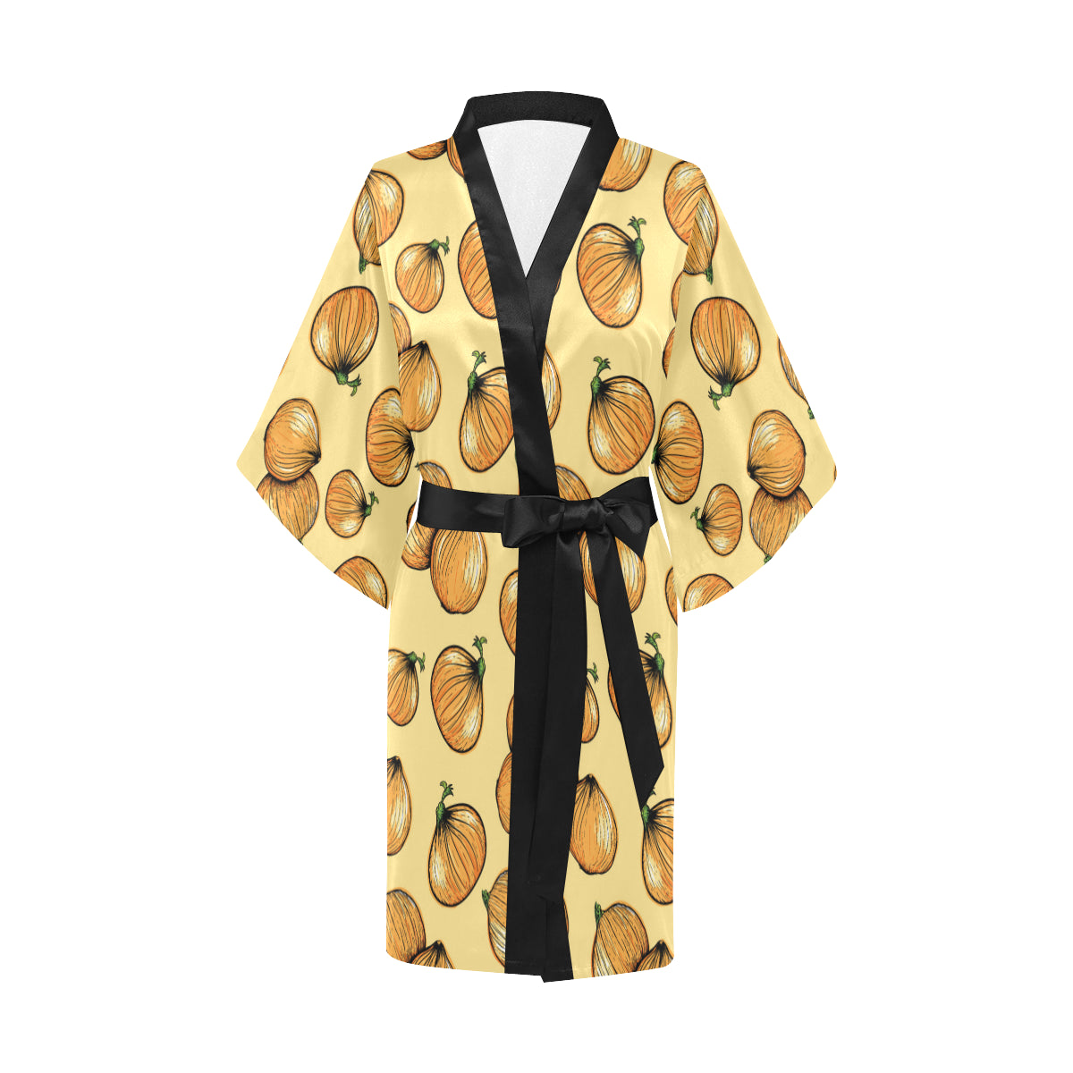 Onion Pattern Print Design A04 Women's Short Kimono