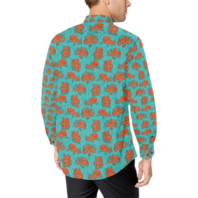 Octopus Cartoon Design Print Themed Men's Long Sleeve Shirt