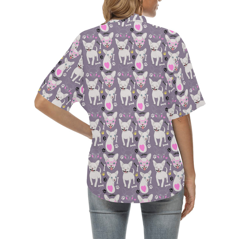 Chihuahua Happy Pattern Women's Hawaiian Shirt