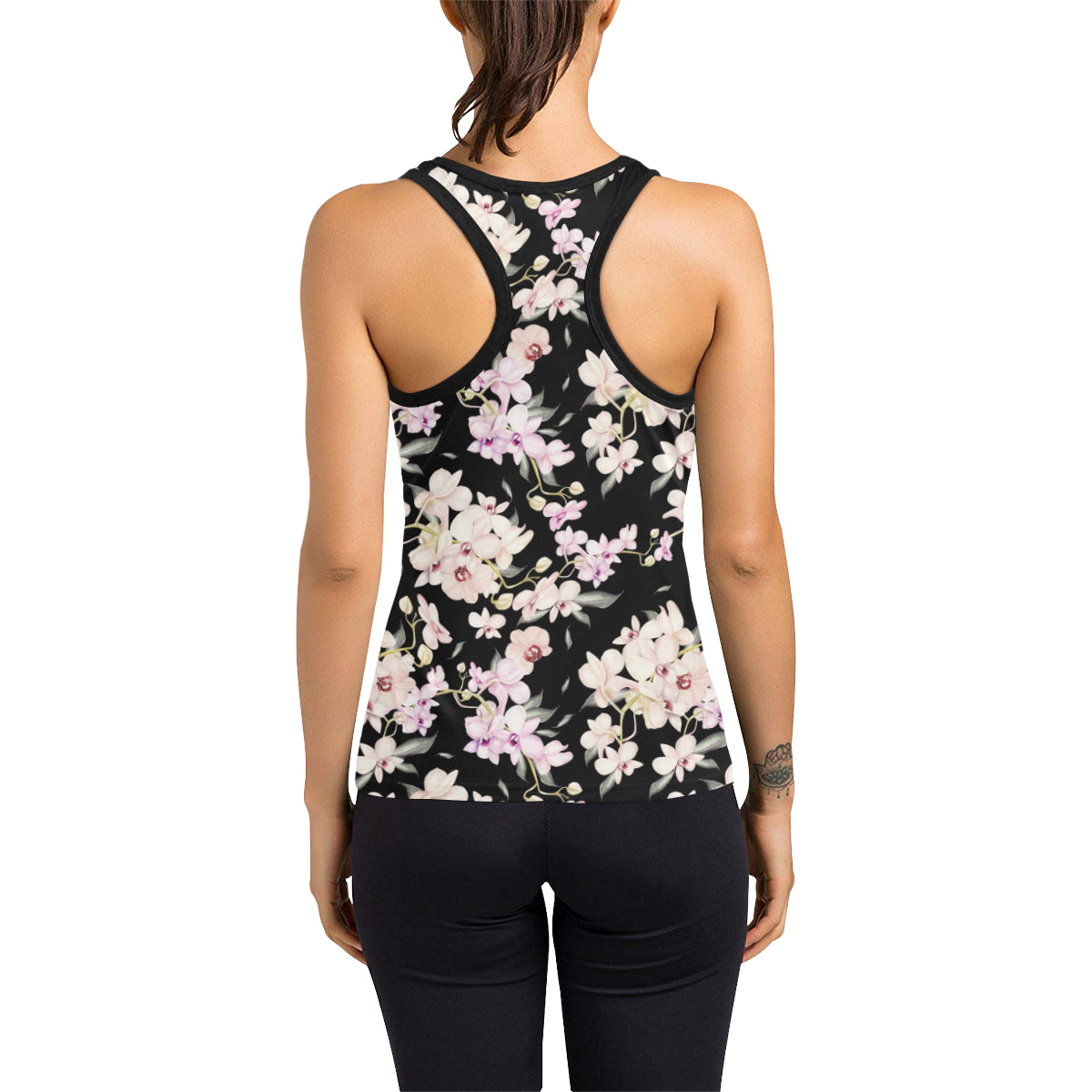 Orchid White Pattern Print Design OR03 Women's Racerback Tank Top