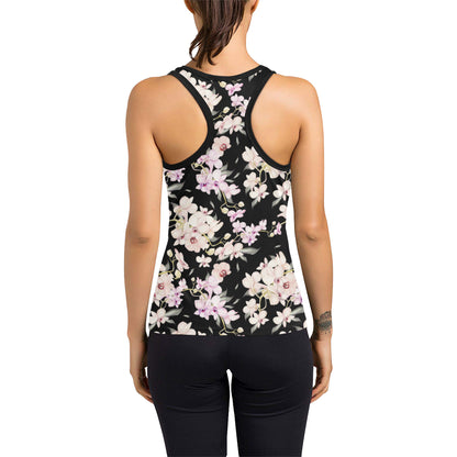 Orchid White Pattern Print Design OR03 Women's Racerback Tank Top