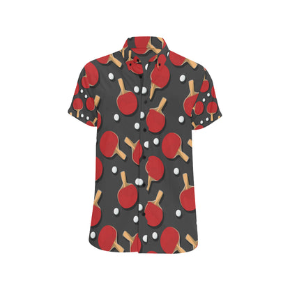 Ping Pong Pattern Print Design A05 Men's Short Sleeve Button Up Shirt