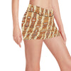 Tiki Orange Vertical Pattern Yoga Shorts