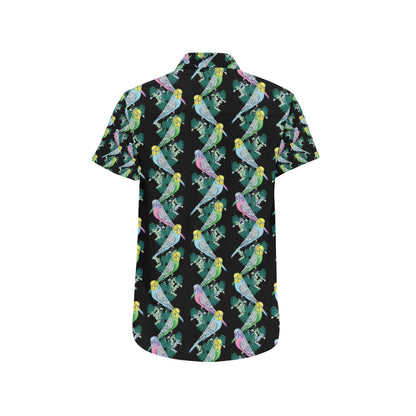 Budgerigar Pattern Print Design 03 Men's Short Sleeve Button Up Shirt