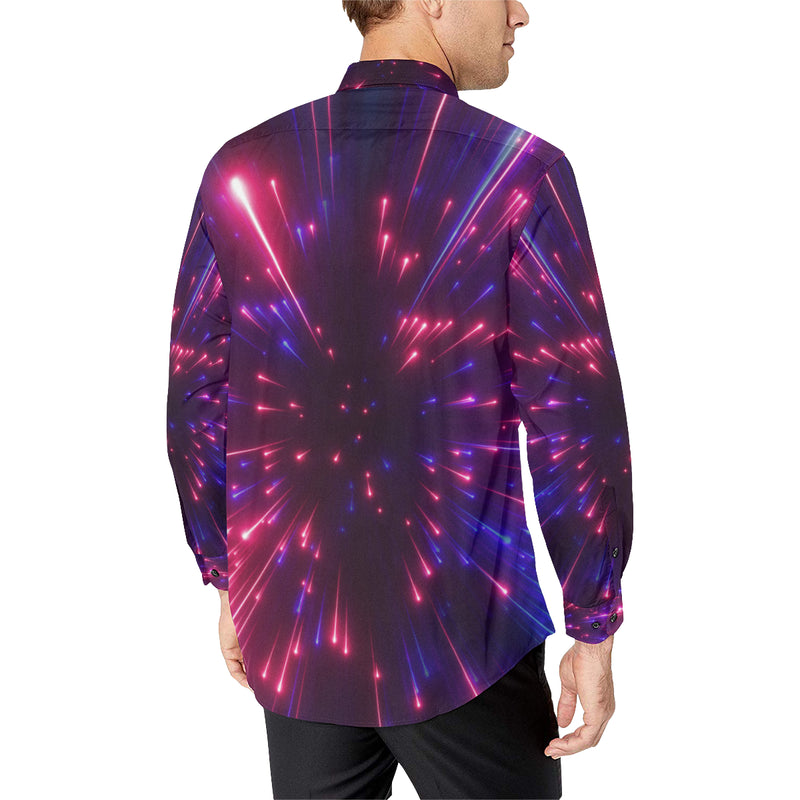 Celestial Purple Blue Neon Speed Light Men's Long Sleeve Shirt