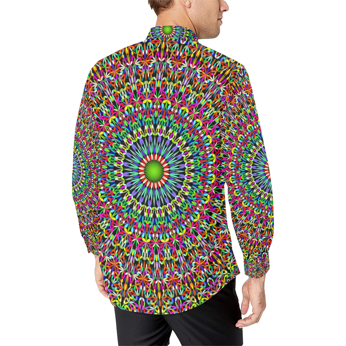 Bohemian Colorful Style Print Men's Long Sleeve Shirt