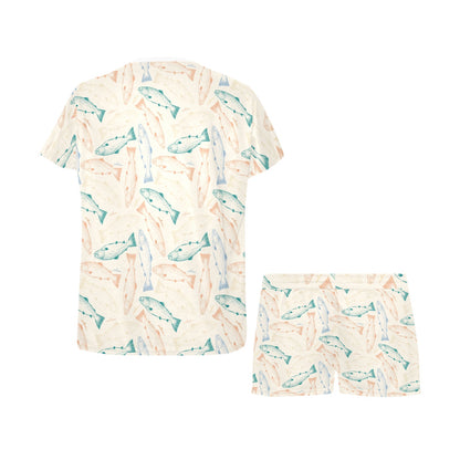 Salmon Fish Print Design LKS305 Women's Short Pajama Set