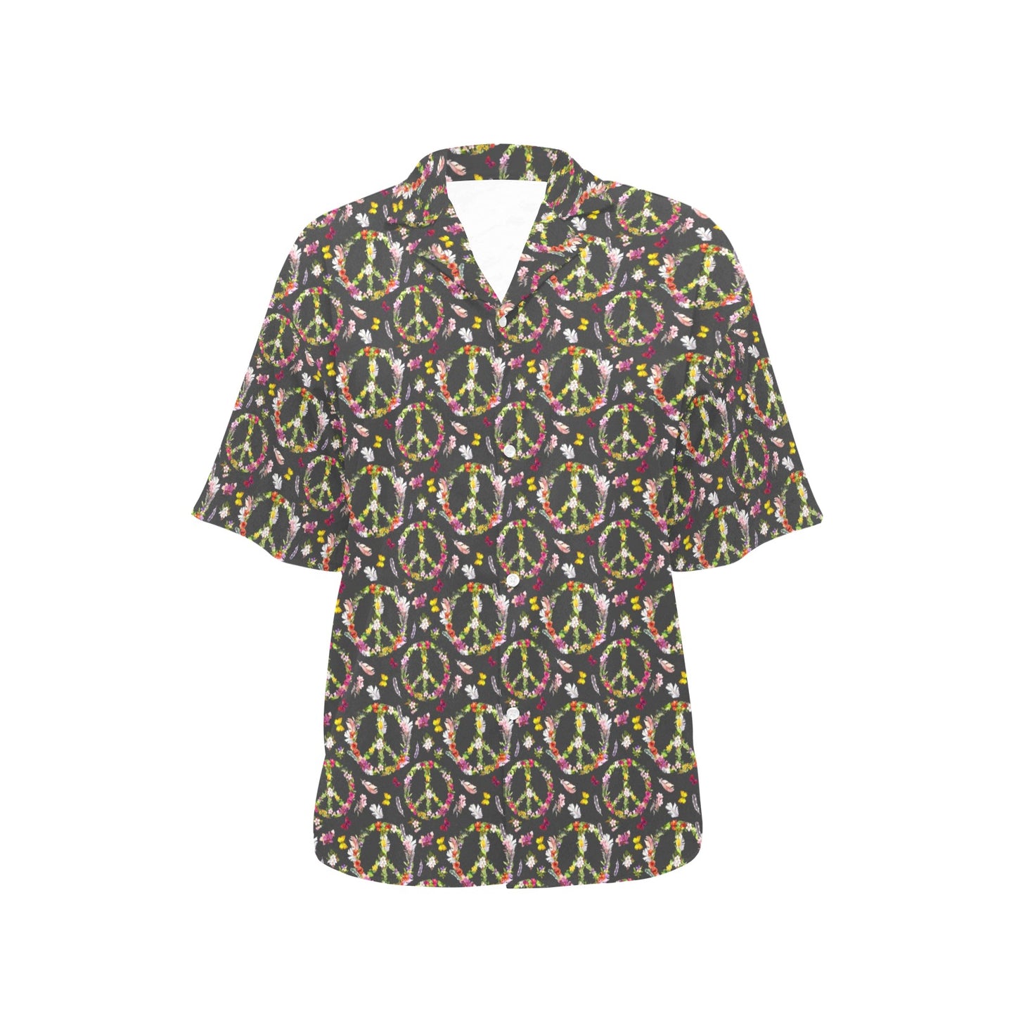Peace Sign flowers Design Print Women's Hawaiian Shirt