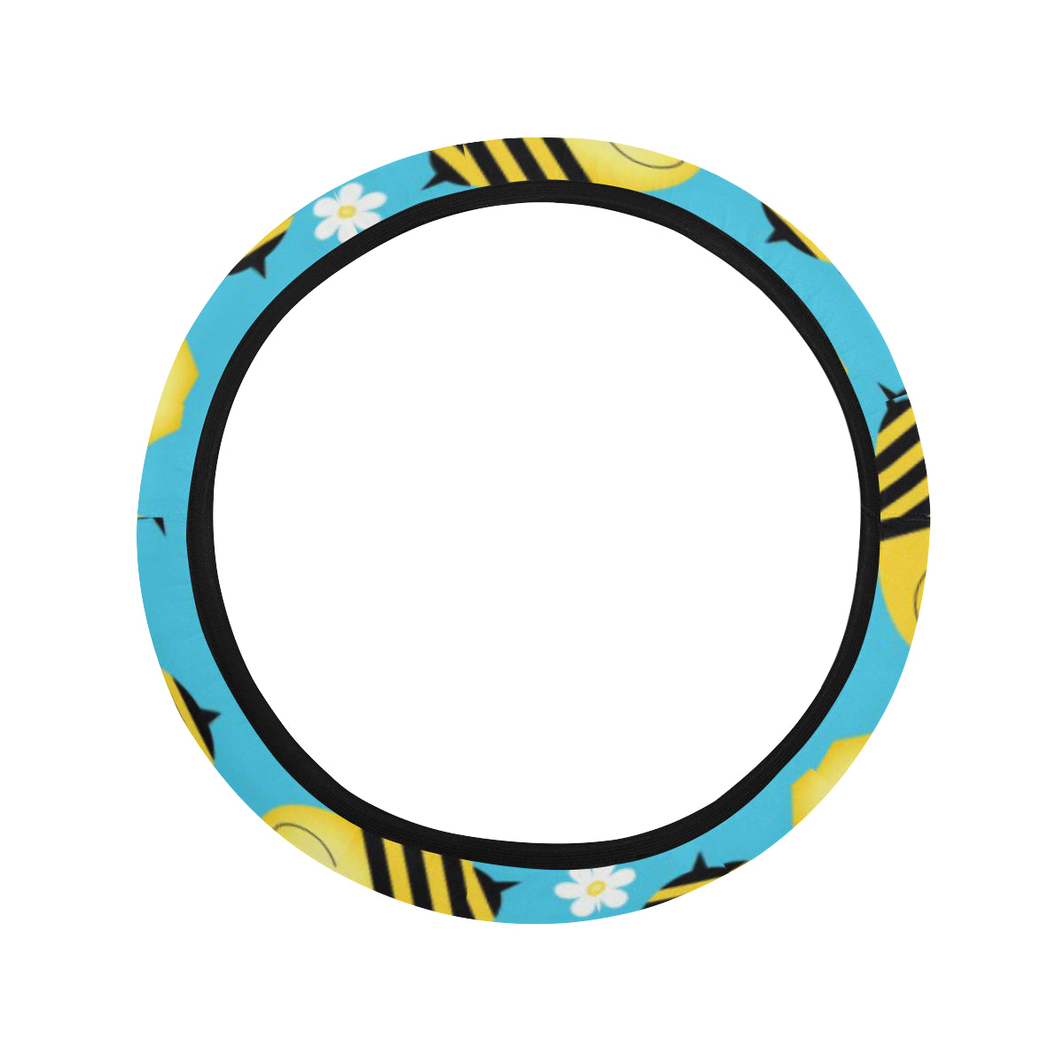 Bee Pattern Print Design BEE06 Steering Wheel Cover with Elastic Edge