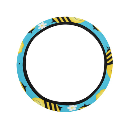 Bee Pattern Print Design BEE06 Steering Wheel Cover with Elastic Edge