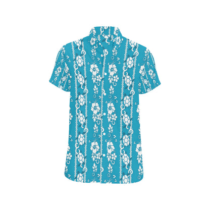Hawaiian Themed Pattern Print Design H025 Men's Short Sleeve Button Up Shirt