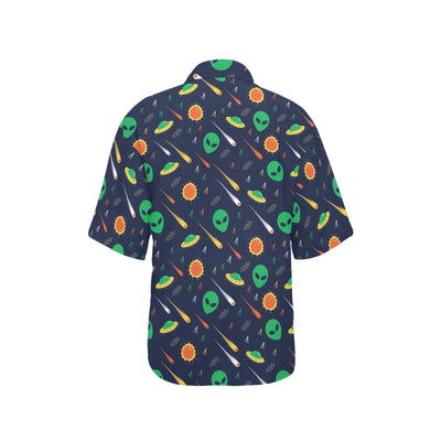 Alien UFO Pattern Print Design 05 Women's Hawaiian Shirt