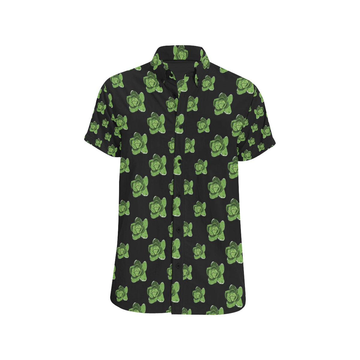 Cabbage Pattern Print Design 03 Men's Short Sleeve Button Up Shirt