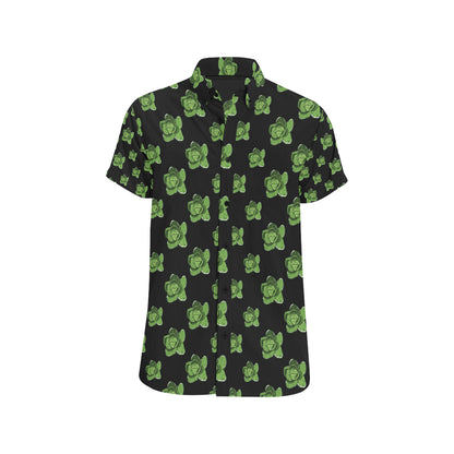 Cabbage Pattern Print Design 03 Men's Short Sleeve Button Up Shirt