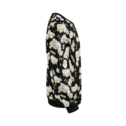 Orchid White Pattern Print Design OR011 Men Long Sleeve Sweatshirt
