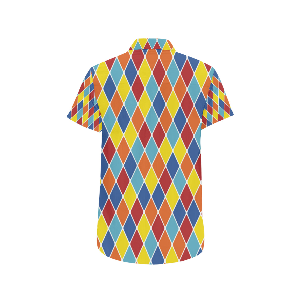 Harlequin Pattern Print Design 01 Men's Short Sleeve Button Up Shirt