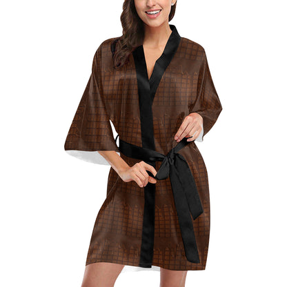 Chocolate Pattern Print Design 01 Women's Short Kimono