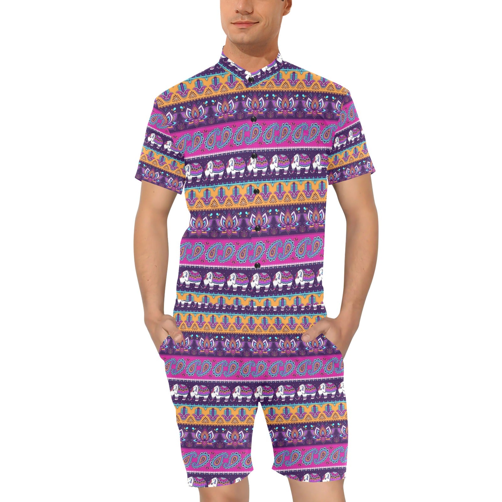 Boho Indian Style Pattern Men's Romper