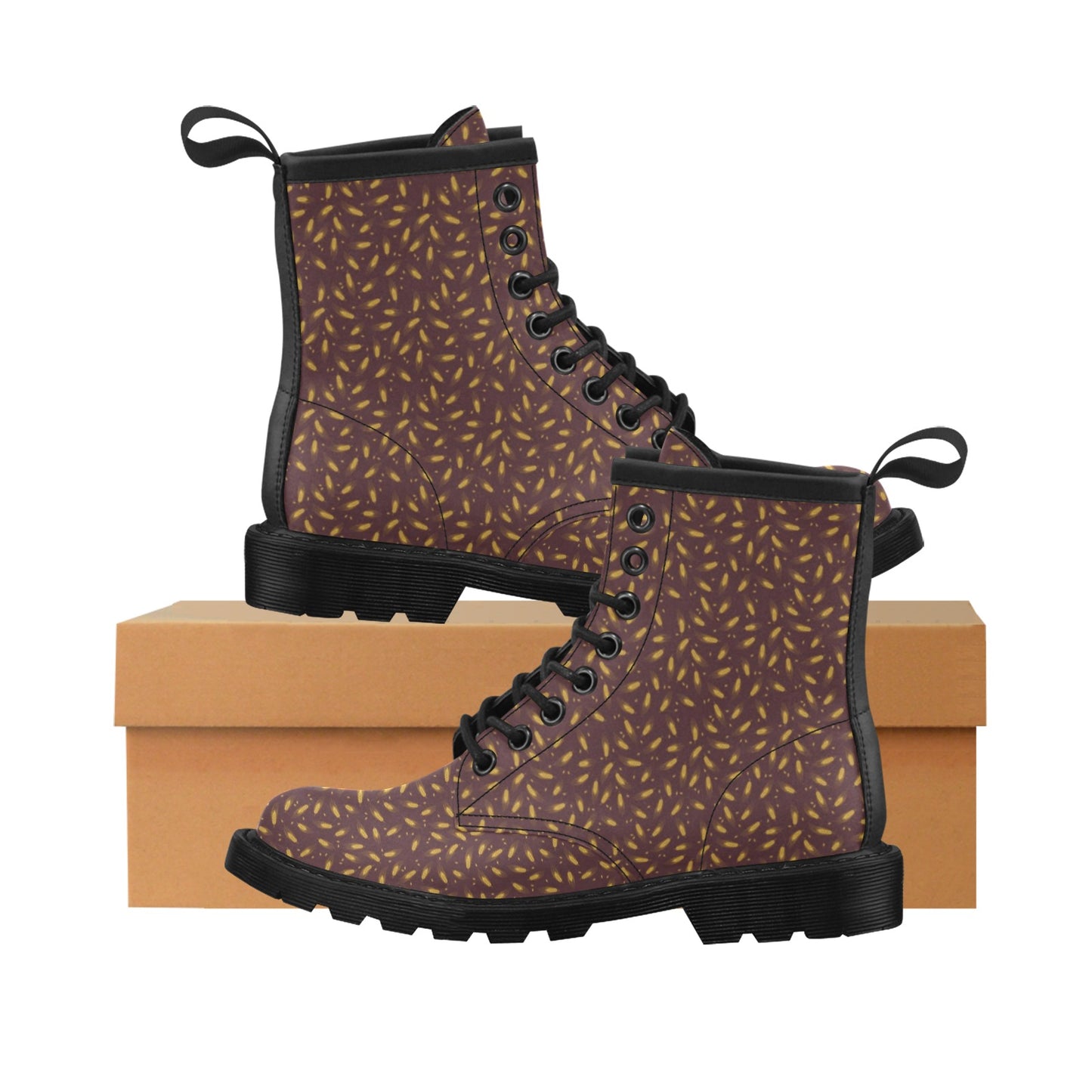 Agricultural Gold Wheat Print Pattern Women's Boots