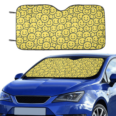 Smiley Face Emoji Print Design LKS302 Car front Windshield Sun Shade