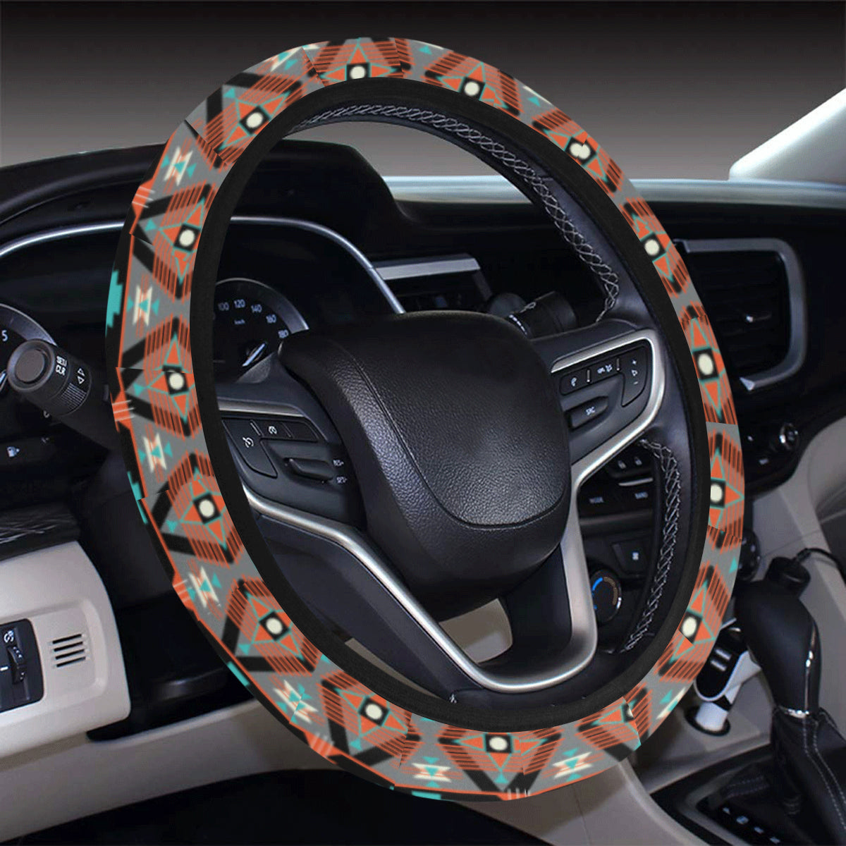 Tribal Aztec Indians pattern Steering Wheel Cover with Elastic Edge