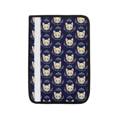 Cat Head with flower Print Pattern Car Seat Belt Cover