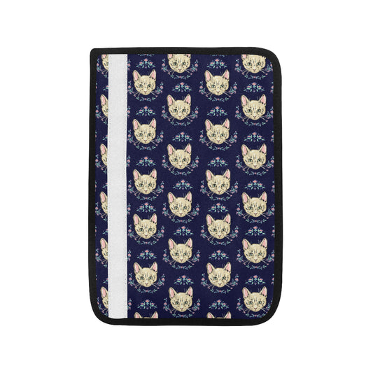 Cat Head with flower Print Pattern Car Seat Belt Cover