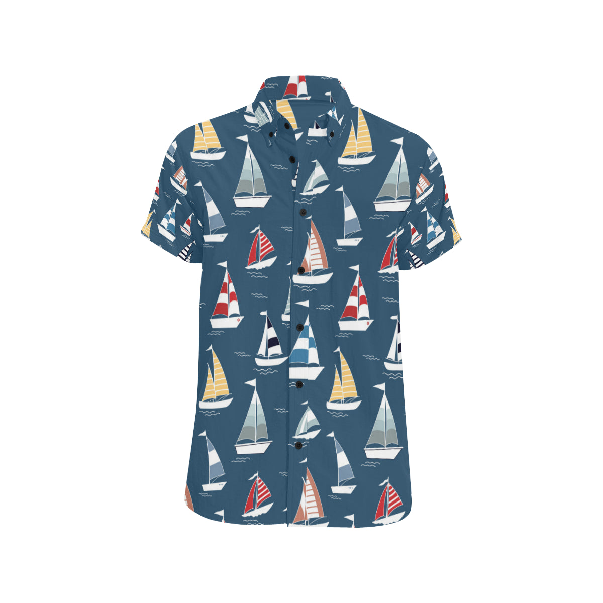 Sailing Ships Pattern Print Design A04 Men's Short Sleeve Button Up Shirt