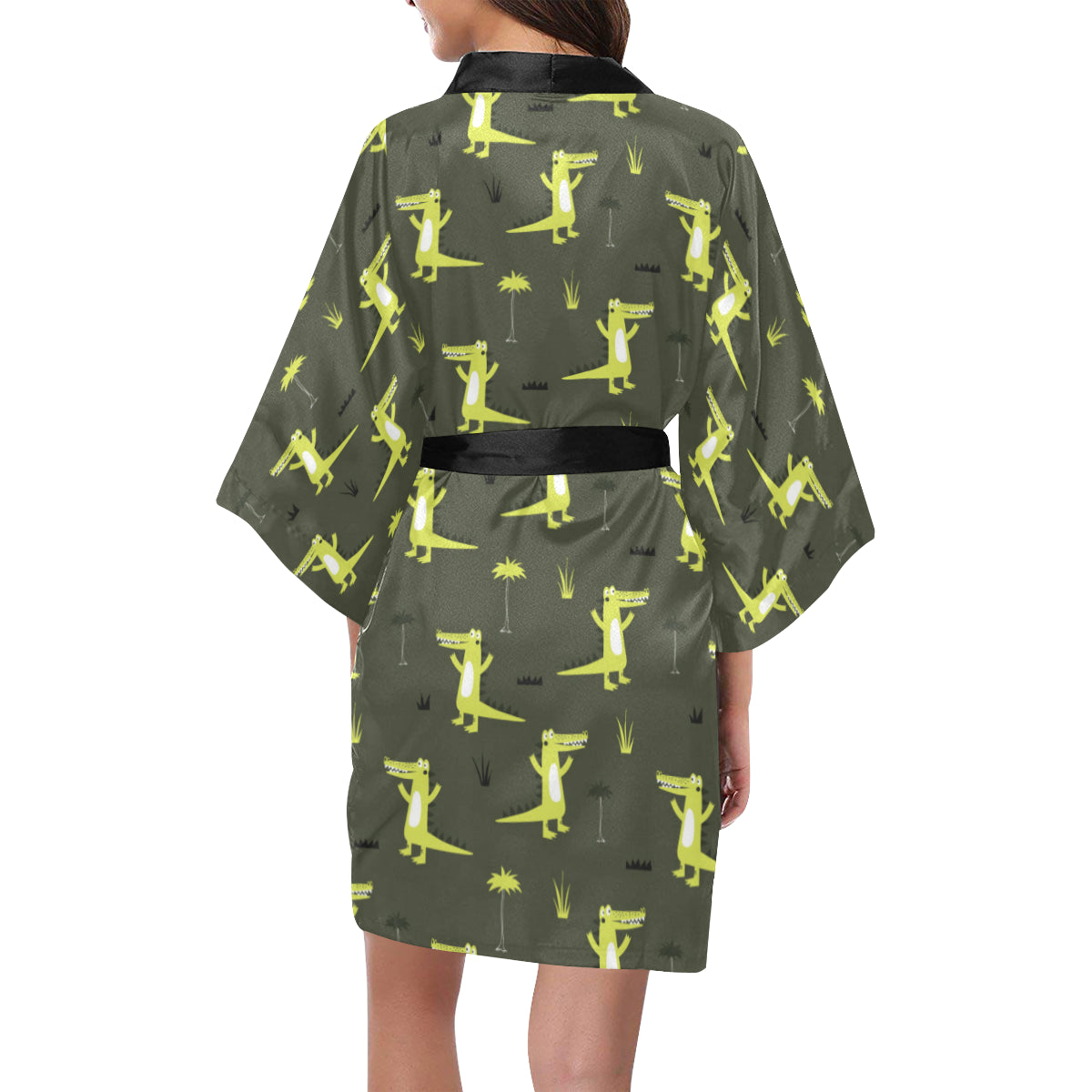 Alligator Pattern Print Design 05 Women's Short Kimono