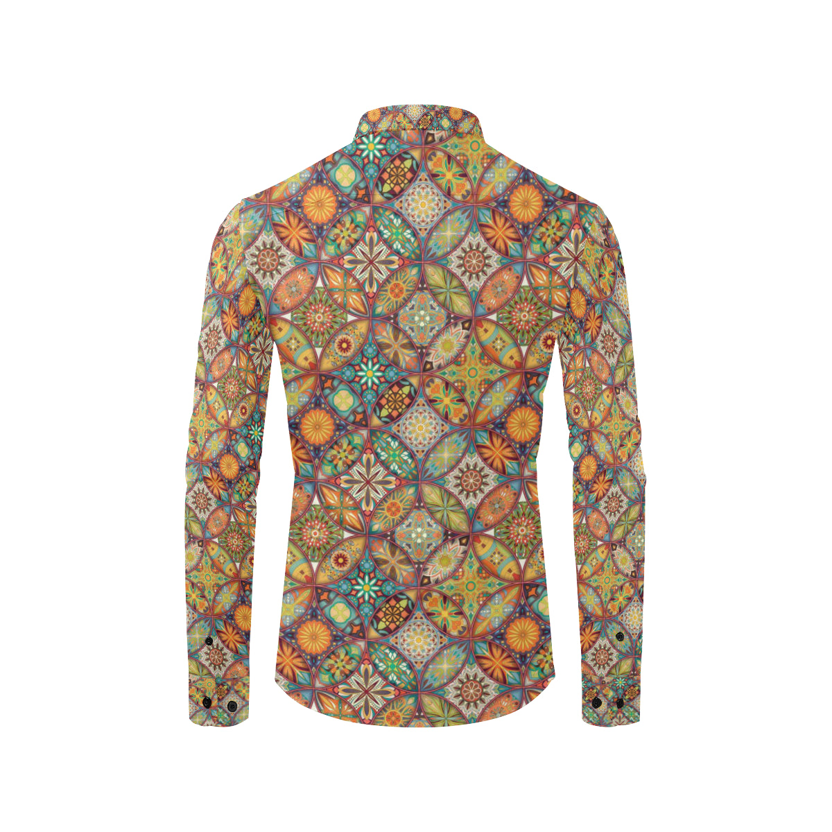 Mandala Flower Themed Design Print Men's Long Sleeve Shirt