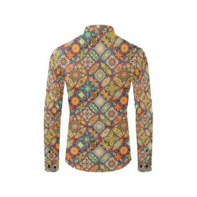 Mandala Flower Themed Design Print Men's Long Sleeve Shirt