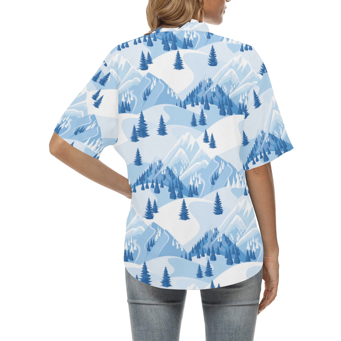 Mountain Pattern Print Design 03 Women's Hawaiian Shirt