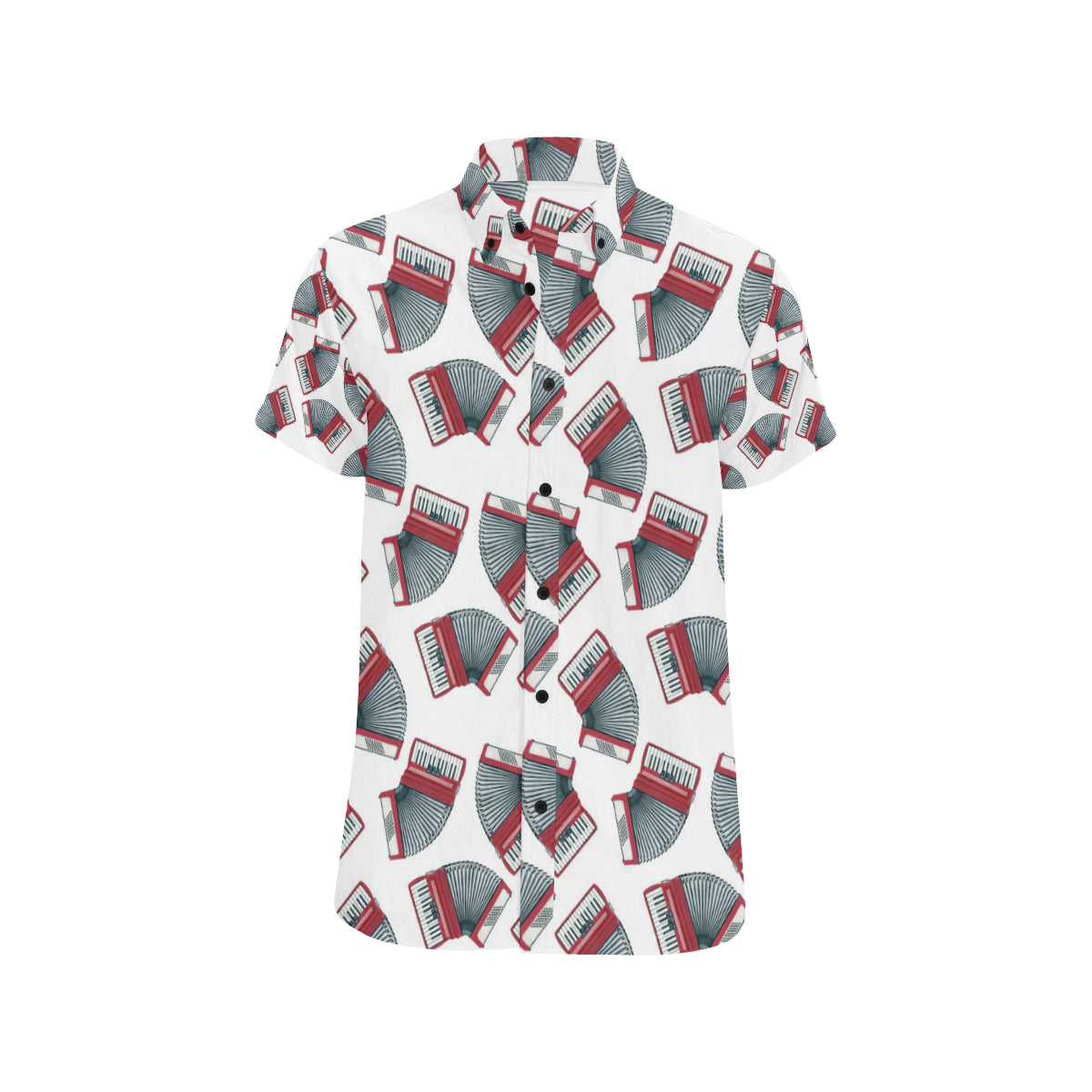 Accordion Pattern Print Design 03 Men's Short Sleeve Button Up Shirt