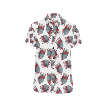 Accordion Pattern Print Design 03 Men's Short Sleeve Button Up Shirt