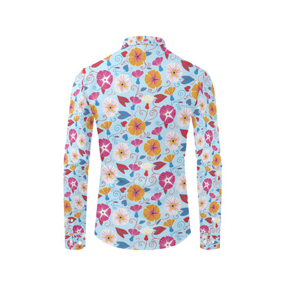 Morning Glory Pattern Print Design MG06 Men's Long Sleeve Shirt