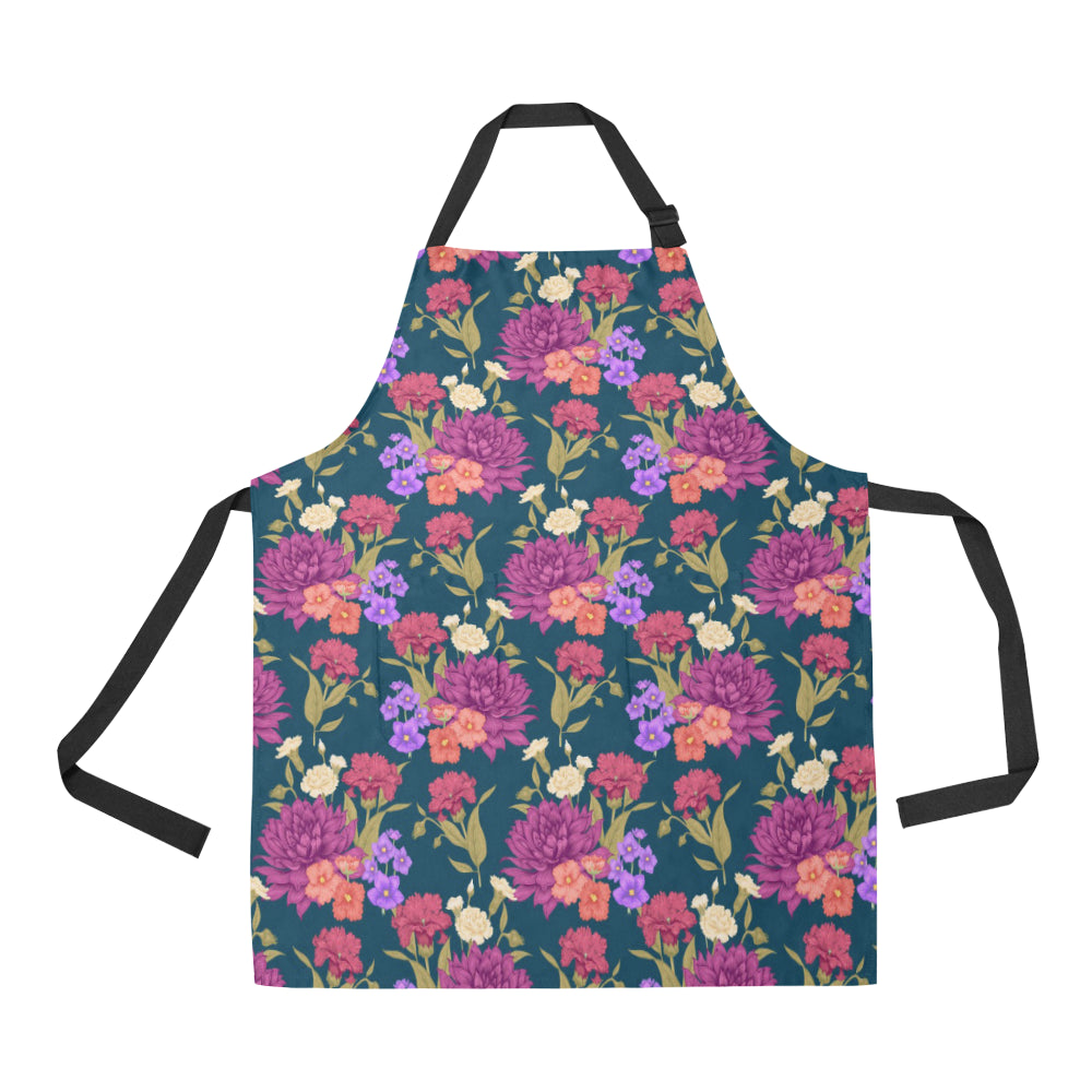 Dahlia Pattern Print Design DH01 Apron with Pocket