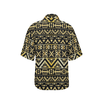 Gold Aztec Tribal Women's Hawaiian Shirt