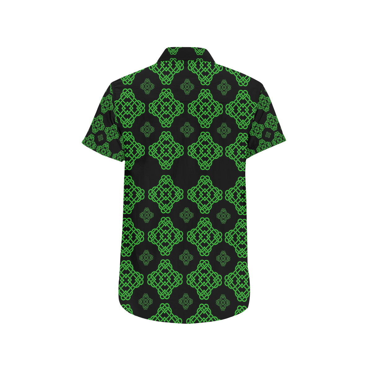 Celtic Knot Green Neon Design Men's Short Sleeve Button Up Shirt