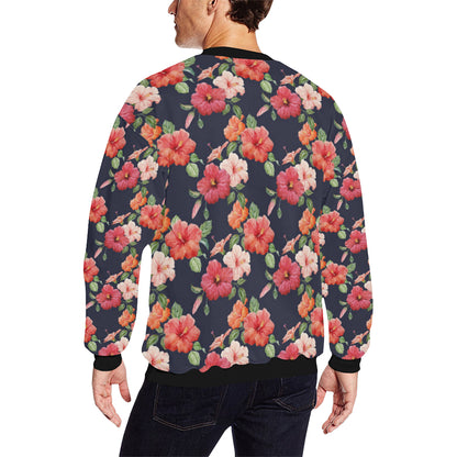 Tropical Flower Pattern Print Design TF020 Men Long Sleeve Sweatshirt