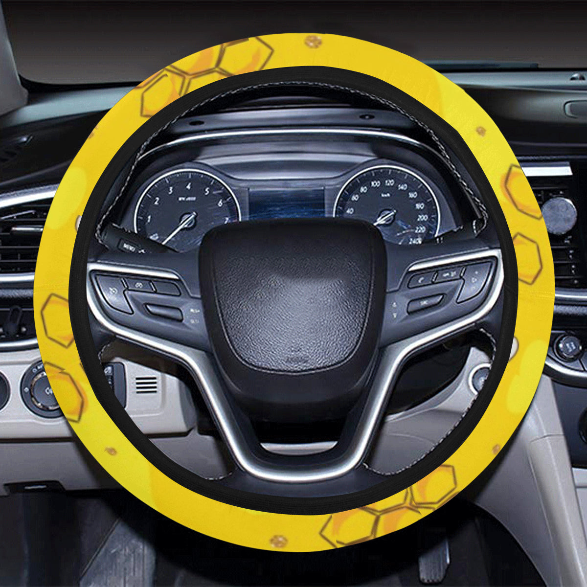 Bee Pattern Print Design BEE01 Steering Wheel Cover with Elastic Edge