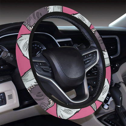 Great White Shark Pattern Print Design 01 Steering Wheel Cover with Elastic Edge