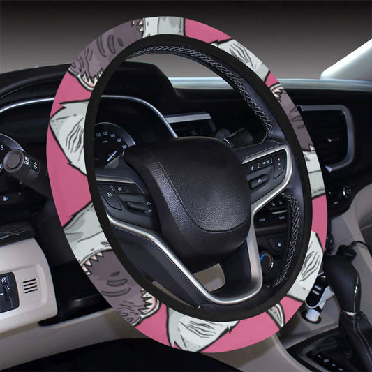 Great White Shark Pattern Print Design 01 Steering Wheel Cover with Elastic Edge