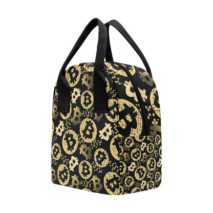 Bitcoin Pattern Print Design DO06 Insulated Lunch Bag