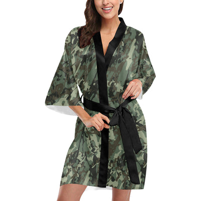 Camouflage Pattern Print Design 06 Women's Short Kimono