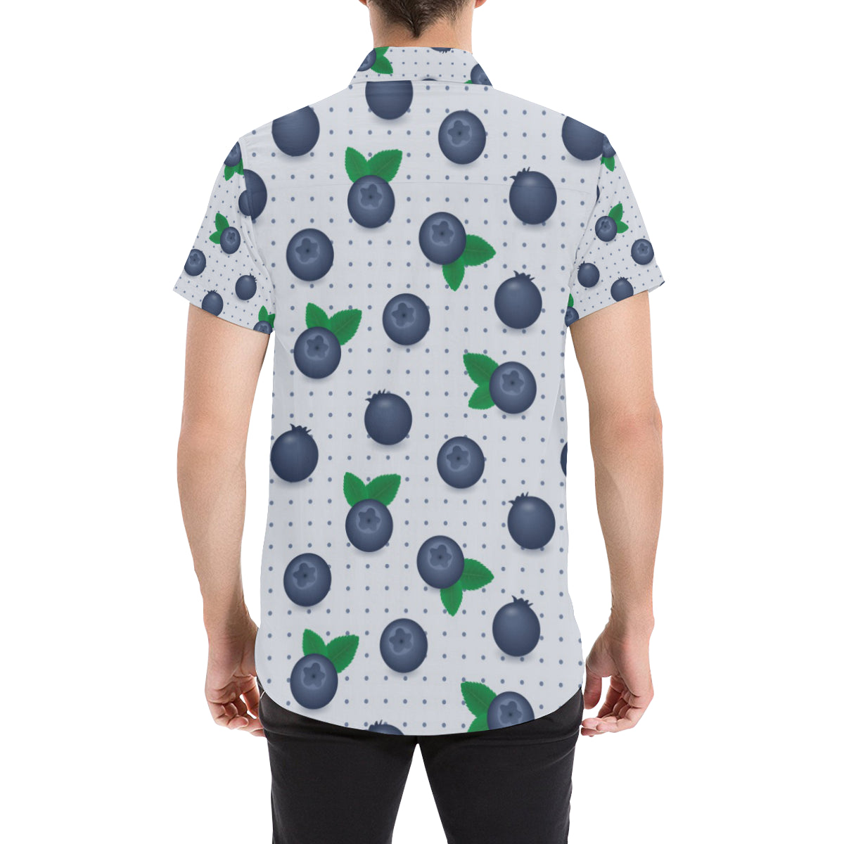 Blueberry Pattern Print Design BB02 Men's Short Sleeve Button Up Shirt